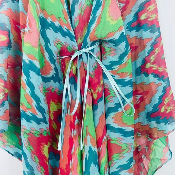 Tashia London colorful tie waist asymmetrical blouse size US 4 - Picture 5 of 6